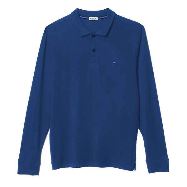 Maglietta a Polo Uomo Maniche Lunghe 100% Cotone Primaverile Blu M L XL XXL XXXL