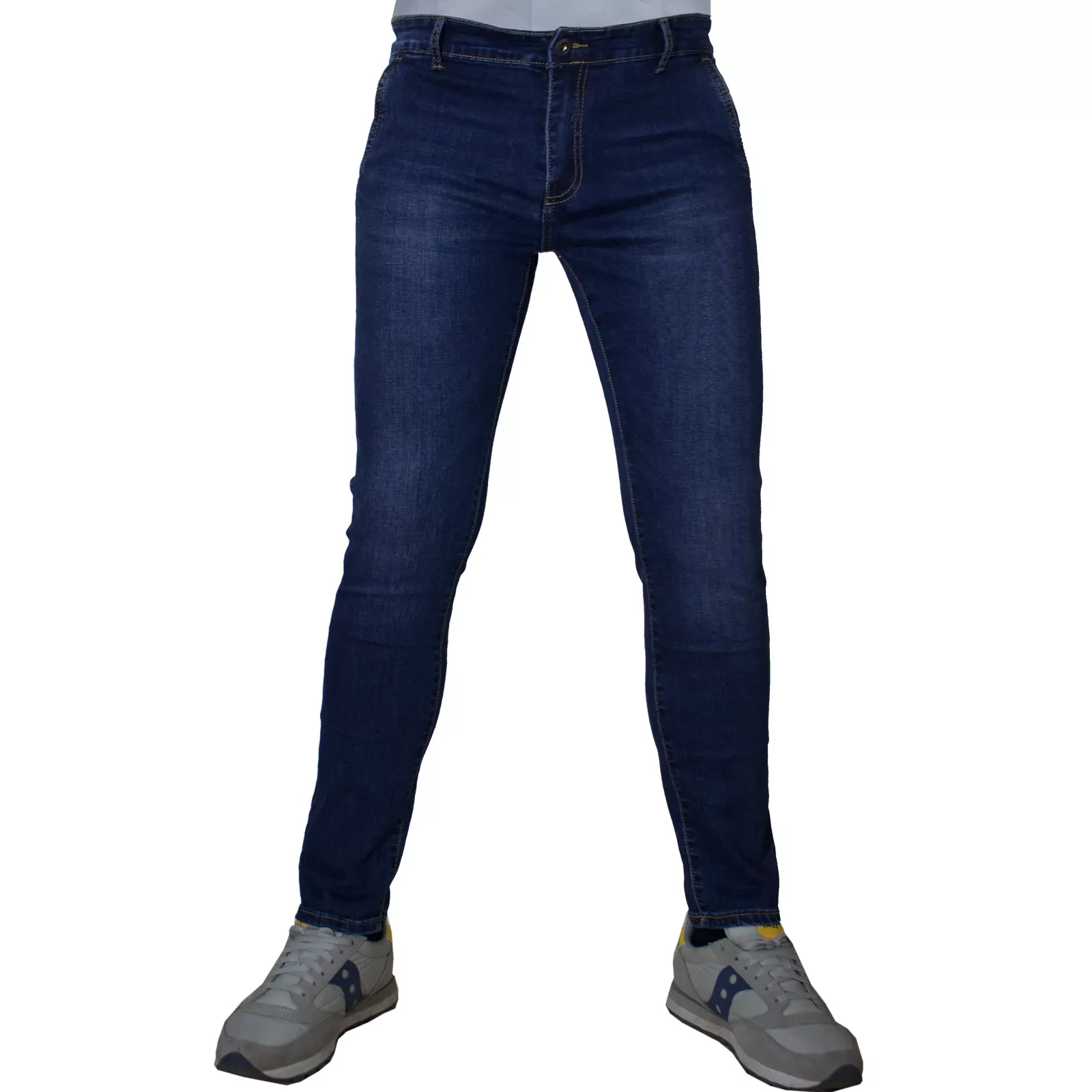 Jeans Uomo Slim Fit Elasticizzati 5 Tasche Slavati Taschino 46 48 50 52 54 56 - immagine 10