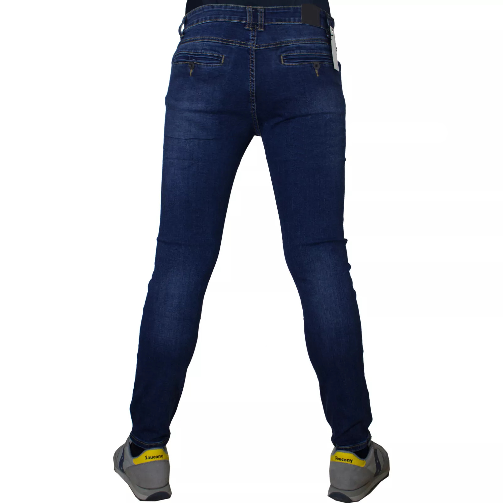 Jeans Uomo Slim Fit Elasticizzati 5 Tasche Slavati Taschino 46 48 50 52 54 56 - immagine 11
