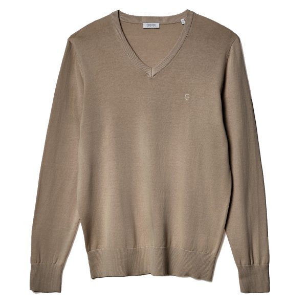 Maglione Uomo Scollo V Pullover Punta Tinta Unita Elegante Classico 100% Cotone