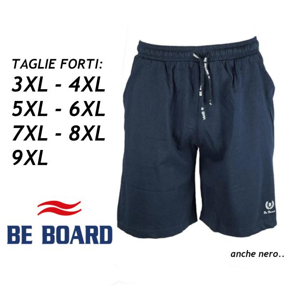 Pantaloncini Tuta Corti Uomo Leggero 100% Cotone BE BOARD Taglie Forti 3XL 4XL 5XL 6XL 7XL 8XL 9XL