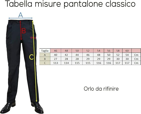 Pantalone Classico Elegante da Uomo in Vigogna Mezzo Peso con Pens Drop 4 100% Lana - immagine 8